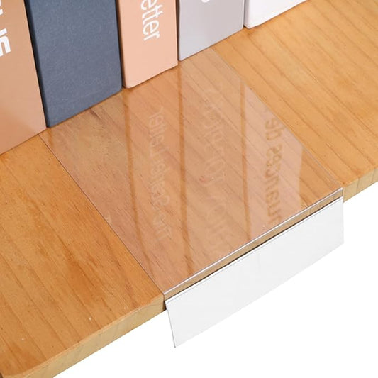 60 Pcs Moveable Shelf Label Holders 7.5”x4” Clear Shelves Tags Library Bookshelf Divider Markers Transparent Shelf Label Display Holder for Classroom Office Library Book Shelves
