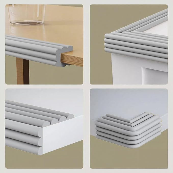 OYKSHDF Proof Edges Corner Protector, 2pcs 78.7in/200cm Furniture Safety Bumpers Guard Padding, Soft NBR Rubber Foam Adhesive Cushion, Fireplace Cabinets Table Desk Edges & Sharp Corners (Gray)