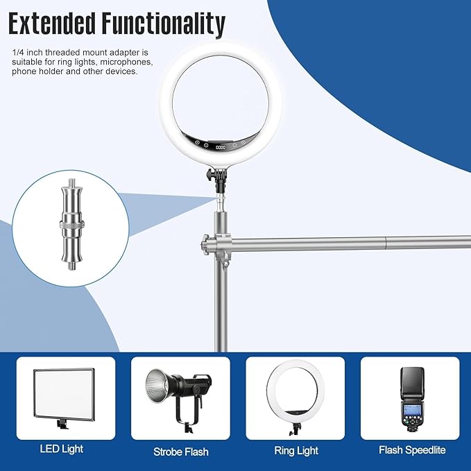 Overhead Camera Mount Rig, Adjustable Aluminum Tabletop Platform for Multi-Device Shooting, Include Dual Ball Heads and Clamp, Supports Max Load 11kg for Product Photography, Live Streams