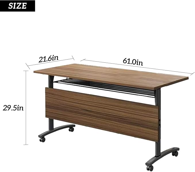 Folding Conference Table,Foldable Office Conference Room Tables,Rolling Meeting Seminar Tables with Casters,Flip Top Mobile Training Tables,Business Training Seminar Table for Office Meeting (62.9in)