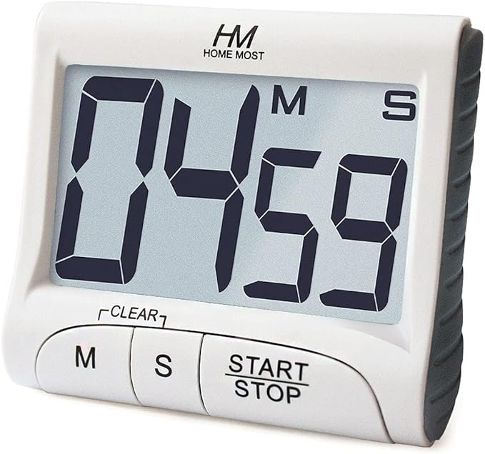 HOME MOST 3" Large Display Kitchen Timer - Digital Timer Magnetic Back Loud Alarm On A Rope- White Cooking Timers For Kitchen Teachers Students Games Kids Meetings- Sports Timers For Workouts Exercise