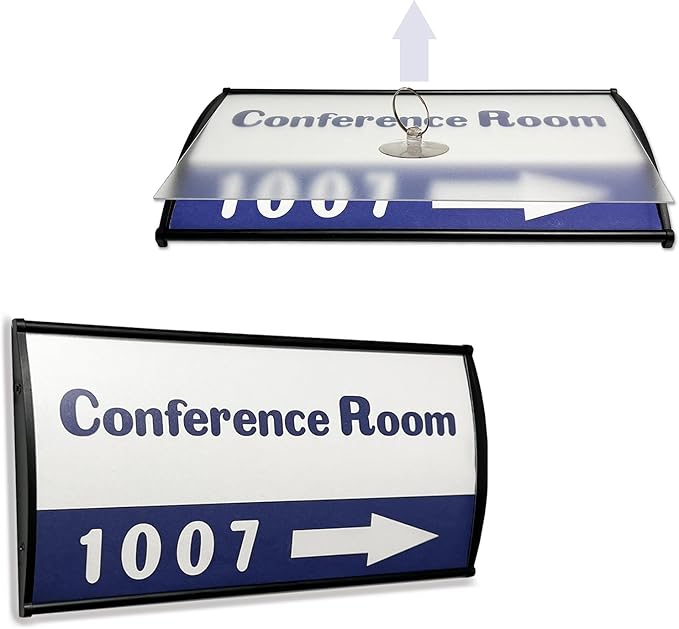 SINKAA Office Sign Holder for Door - Curved Mount Name Plate Holder Frame Display 8 x 4 Inches Set of 2 Sturdy Aluminum with Adhesive Tape, Plastic Film Included
