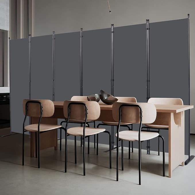 CHOSENM Room Divider, 6 Panel Folding Privacy Screens with Wider Support Feet, 6 Ft Portable Room Partition for Room Separator, 132" W X 71" H, Grey