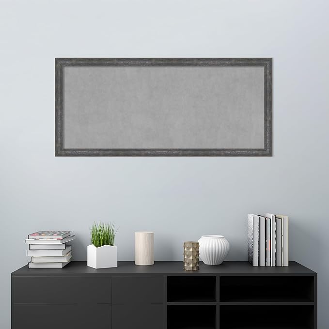 Amanti Art Grey Framed Magnetic Board 23x51 Oversize Vision Board for use with Magnets, 100% Metal Sheet to Display Items as Office Decor or for Home Organization in mudroom, Kitchen or Kids Room