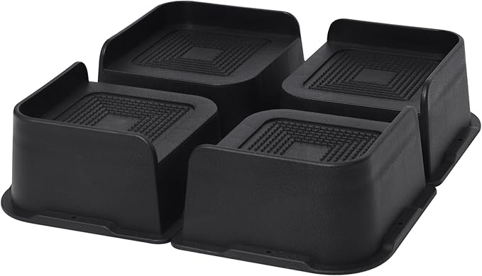 MXMZHXU Bed Risers 2 inch, 3 inch, 4 inch, 6 inch or 8 inch Heavy Duty Furniture Risers, Up to 6000 Lbs L Shaped Design Bed Lifts Blocks for Couch Desk Sofa Table (Black, 3 Inch 4 Pack)