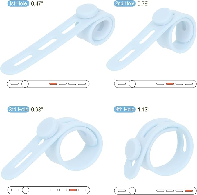 Donruby 24Pcs Silicone Cable Ties - Reusable & Washable with Locking Buckles, Adjustable Fastening Cable Management Straps, Multi-Purpose High Elasticity Cord Organizer (Ice Blue)