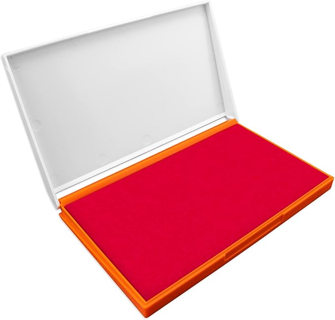 Plastic Case Stamp Pad Large Size, Crimson Red Color - Size: 4" x 7" - Choose from 15 Ink Colors