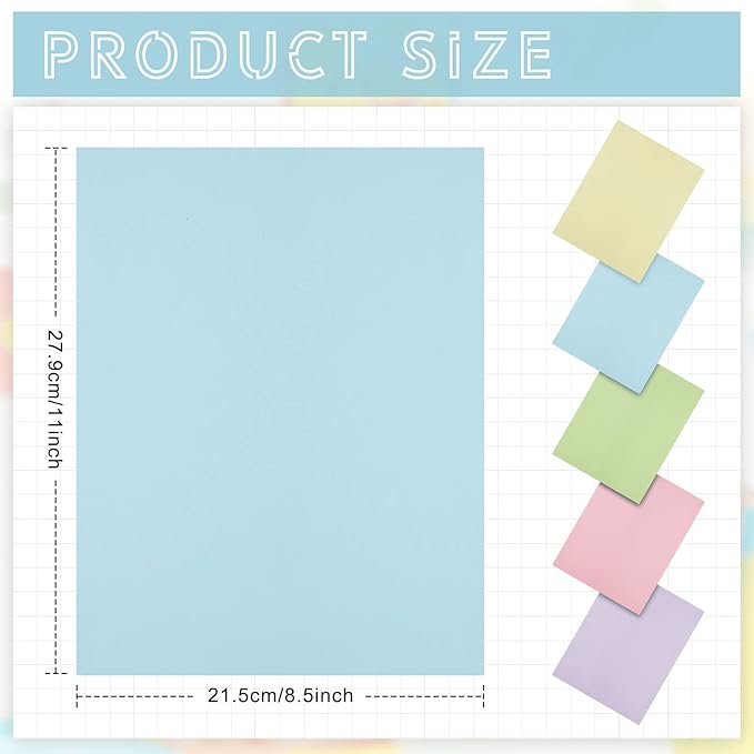 Sinmoe 100 Sheets 5 Shades Cardstock Paper 8.5 x 11 Inches 180gsm Solid Core Printer Paper for Scrapbooking DIY Arts Crafts Making Office Home Supplies (Macaron Series)