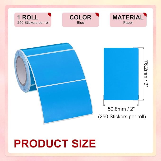 PATIKIL 2 x 3 Inch Rectangle Inventory Color Coding Labels 1 Roll, Square Self-Adhesive Inventory Label Stickers for Office Home Organization Name Tags, 250 Per Roll, Blue