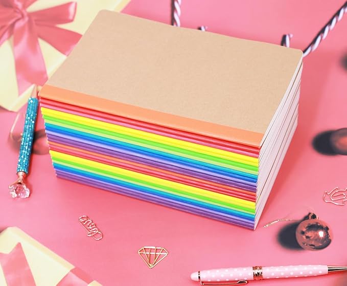 24 Pack Kraft Notebooks, Journals in Bulk for Writing, Blank Paper Sketchbooks, 60 Pages Notebook, 8.3x5.5 Inch, A5 Size, Travel Journal Set, for Gifts, Students and Office Supplies