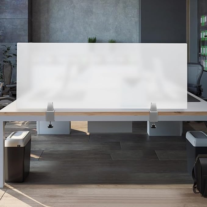 Desk Divider, Acrylic Desk Privacy Panels, Privacy Desk Screen, Frosted Acrylic Partitions with C-Type Clamps Acrylic Table Top Sneeze Guard for Offices Schools (47x18x2 in)