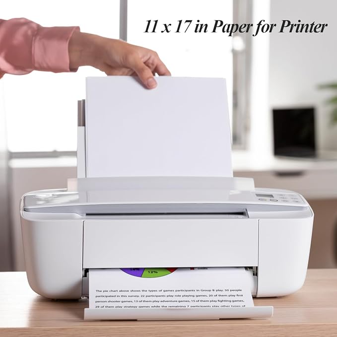 (5-Pack) 11" x 17" Blank Print Paper, 225Sheets/450Pages Blank Loose-Leaf Paper, Ledger Size Printing in Office, 100gsm Blank Paper
