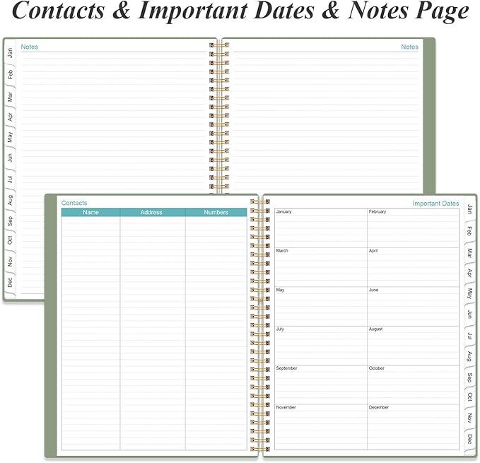 2026 Planner - Planner 2026 from January 2026 to December 2026 with 12 Monthly Tabs, Flexible Cover, Inner Pocket, 8.5" x 11", Green-A