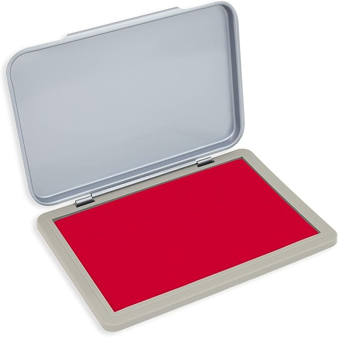 Metal Case Stamp Pad Medium Size, Crimson Red Color - Size: Size: 3" x 4" - Choose from 15 Ink Colors