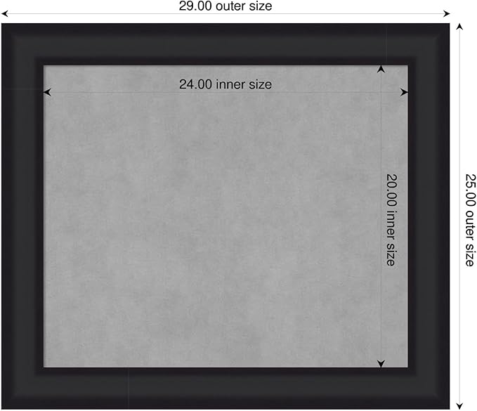 Amanti Art Black Framed Magnetic Board 25x29 Medium Vision Board for use with Magnets, 100% Metal Sheet to Display Items as Office Decor or for Home Organization in mudroom, Kitchen or Kids Room