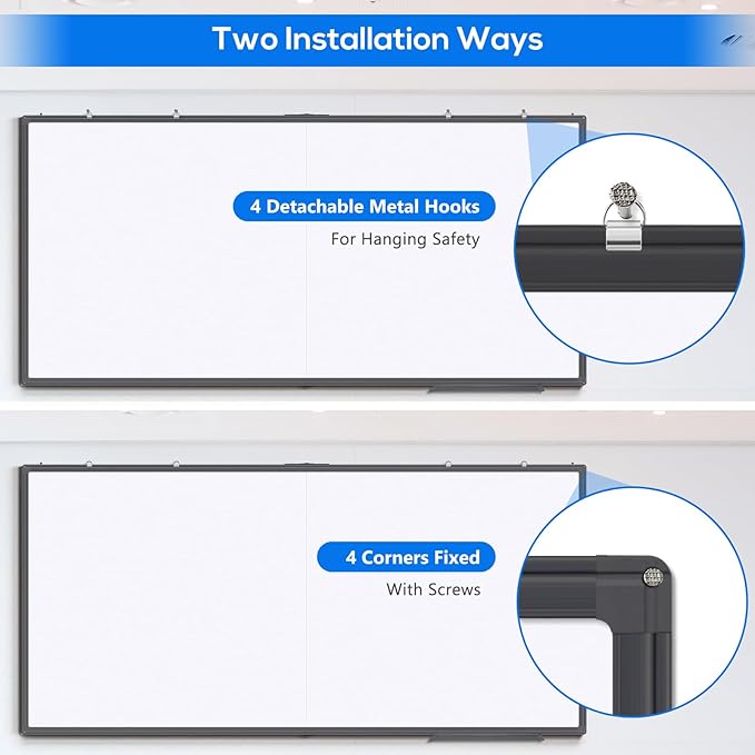 Magnetic Dry Erase Board 96 x 48 inches, Maxtek 4" x 8" Whiteboard for Wall, Large White Board Dry Erase Foldable Wall-Mounted Aluminum Frame Erase Board with Marker Tray for Office Home and School