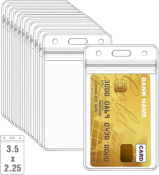 50 Pcs Clear Plastic Vertical Name Badge ID Card Holders