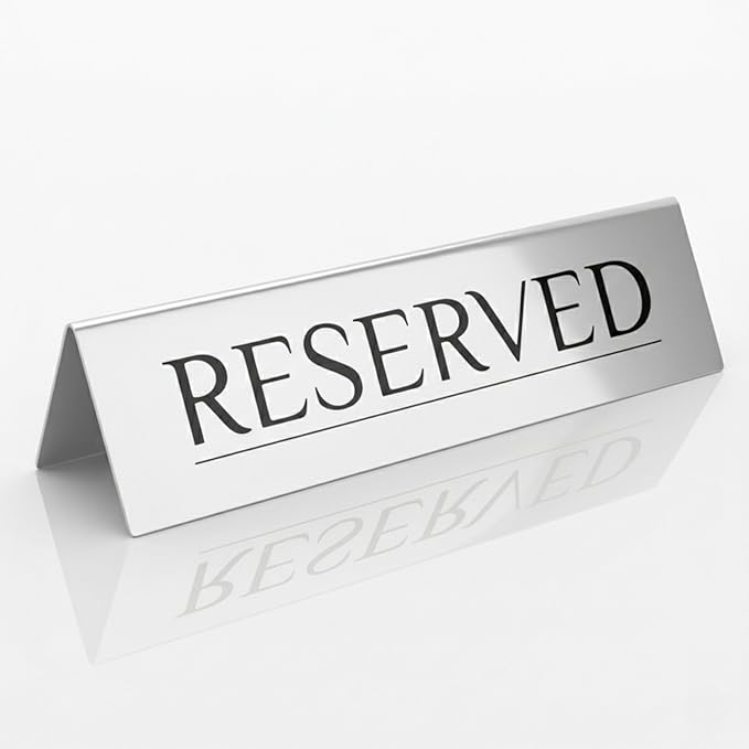 6 Reserved Table Signs – Silver Stainless Steel | Elegant, Durable & Reusable Reserved Signs for Wedding Receptions & Restaurants | Wedding Accessories & Restaurant Supplies by Adaptic Group®