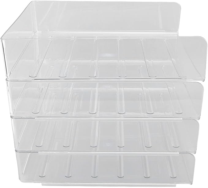 Jeanoko Desk Letter Tray Set Transparent Stackable Organizer for Home Office A4 Paper Storage 4 Layers