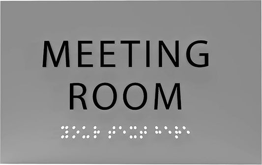 ADA CENTRAL SIGNS - 6" X4" Meeting Room Sign - ADA Compliant Tactile Graphics Grade 2 Braille Text Acrylic Wall Sign | Privacy, Interview, Room Name Sign for Schools, Hospitals, Offices, & Apartments