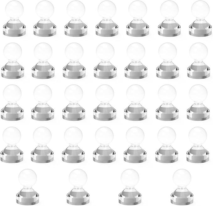 MHDMAG Magnetic Push Pins Powerful Push Pin Magnets for Fridge Whiteboards Calendars Maps in School & Office Pack of 32,White