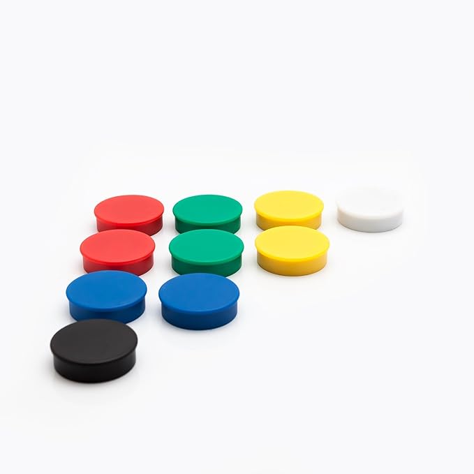 Bullseye Office 24 Round Assorted Color Fridge Magnets, Button Shaped, Small Colorful Magnetic Discs for Kitchen, Cabinet or Classroom, Perfect Whiteboard Supplies for Teachers (Assorted Color)