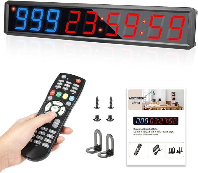 LED Countdown Clock, 999 Days, 23 Hours, 59 Minutes, 59 Seconds, Event Countdown Clock/Factory Accepts Your Exclusive Customization (2.1 inches 3 Blue+6 red)