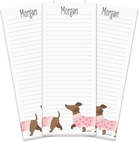Current Dachshund Lined Personalized Shopping List Pad Set of 3, 50-Sheet Pads, 3 1/4 x 8 Inches, Memo Pad, Shopping List, to-Do Notes, Office Organizer