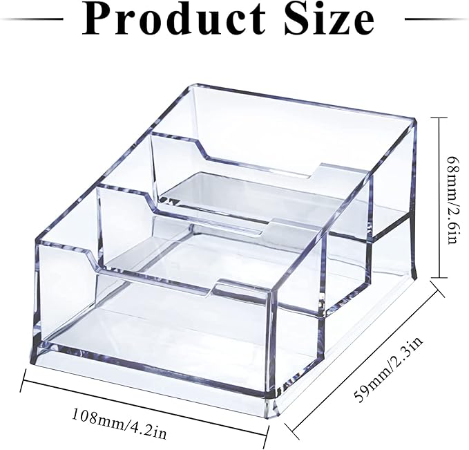 Meschett 3 Pack Clear Acrylic Business Card Holder,3 Tier Premium Acrylic Clear Business Card Holder Stand for Desk Fits 150 Business Cards