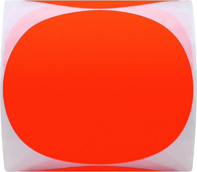 Hybsk Round Color Coding Circle Dots Labels Warehouse Inventory Organizer Stickers (3 inch, Fluorescent Red)