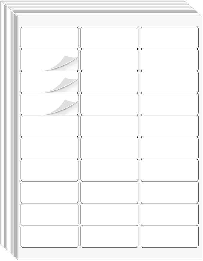 1" x 2-5/8" Address Labels 1500 Labels Sticker Paper for Laser/Ink Jet Printer mailing Labels 8.5"×11" White 30 per Sheet