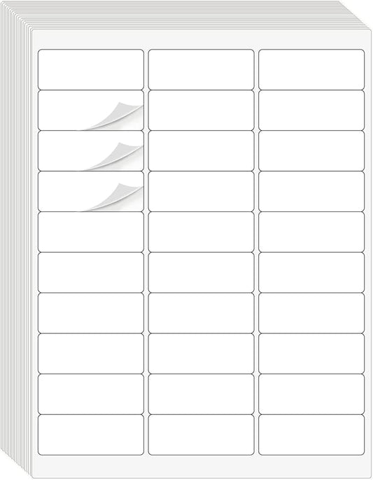 1" x 2-5/8" Address Labels 1500 Labels Sticker Paper for Laser/Ink Jet Printer mailing Labels 8.5"×11" White 30 per Sheet