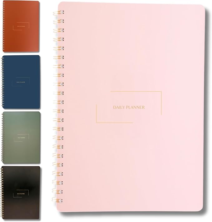 Merely Home Undated Daily Planner | 8.25” x 11.75” To Do List Notebook | Work Productivity ADHD Organizer | Men and Women Planner | College Supplies | Pink | Portrait Layout