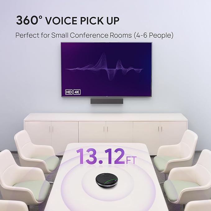 Yealink SP92 USB Speakerphone Bluetooth Conference Speakers and Microphone Teams Certified Full-Duplex Noise Reduction 360° Audio Pickup for Small Meeting Room (NO DONGLE)