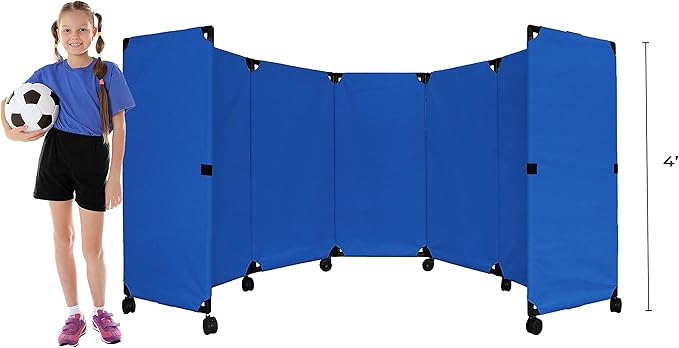Versare MP10S Portable Folding Wall Partition | Economical 5 Panel Design | Portable Room Divider On Wheels | Adjustable, Freestanding Setup | Multiple Widths