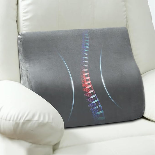 AHUAWA Lumbar Support Pillow for Recliner Chair and Couch, Memory Foam Back Cushion Ergonomic Back Support Pillow for Lower Back Pain Relief, with Soft Velvet