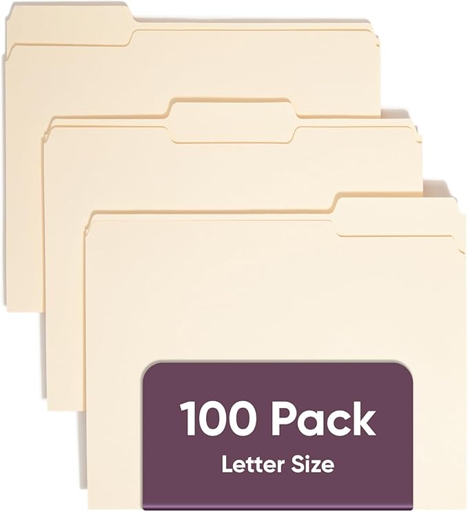 Smead File Folders Letter Sized, 1/3-Cut Tab, Assorted Positions, Letter Size Manila Folders, 100 Per Box (10330)