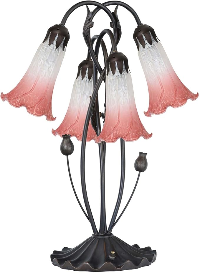 Bieye LS06 Lily Flower Blown Glass Lampshade (White Light Red, Opening I.D. 1.26" x O.D. 1.5")