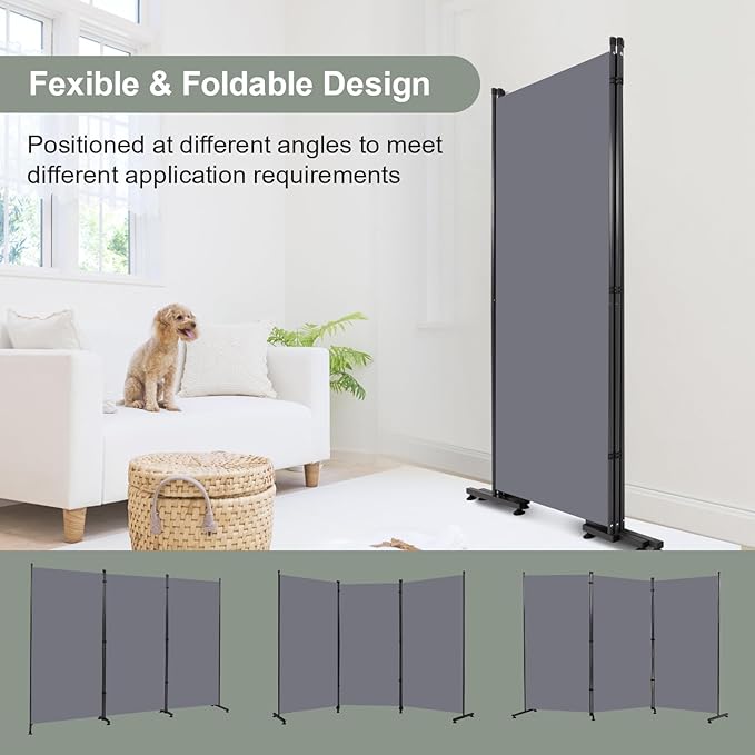 Room Divider 6FT Single Panel Privacy Screen, 102'' Wide Fabric Indoor Room Divider Wall Divider for Room Separation, Portable Room Partitions and Dividers Freestanding Temporary Wall Room Separators