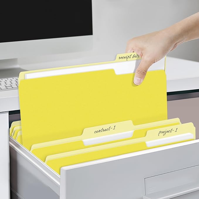 SUNEE File Folders, 120 Pack Manilla Folders 8.5 x 11, Colored File Folders Home Office School Supplies for Documents Files Paper, Yellow