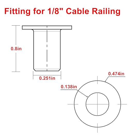 BLIKA 40 Pack Stainless Steel Protector Sleeves for 1/8" Deck Cable Railing, for Wood/Composite Posts, T316 Marine Grade, Cable Railing Protector Sleeves