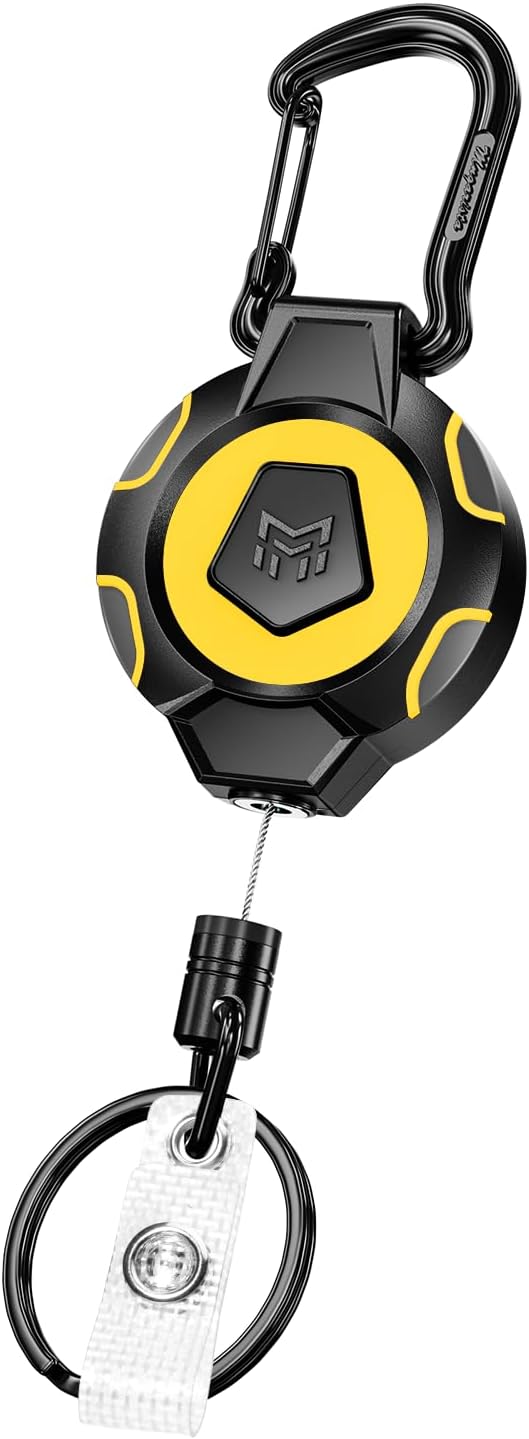 MNGARISTA Upgraded Retractable Keychain, 10 OZ Retraction, 31.5" Stainless Steel Cord, Heavy Duty Carabiner Badge Holder, ID Badge Reel with Badge Strap and Key Ring