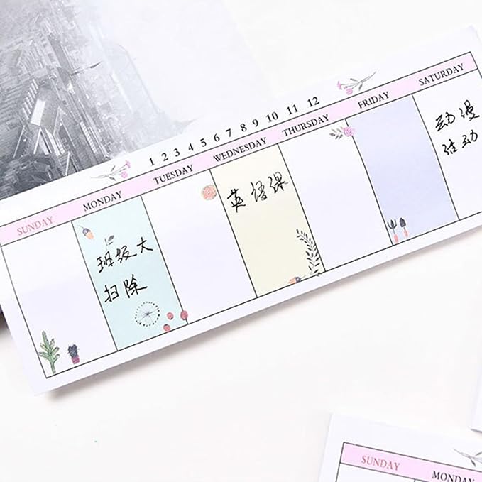Weekly Organizer Long Strip Planner Notebook Pads Random Patterns for Goal Tasks Ideas Notes