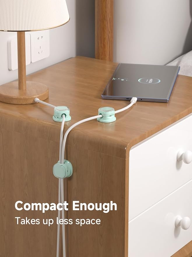 Magnetic Cable Clips, Adjustable Cord Holder Management, Adhesive Wire Keeper Organizer for Home Office Desk Phone PC Car Wall Desktop Nightstand Appliance (9-PCS Cyan)