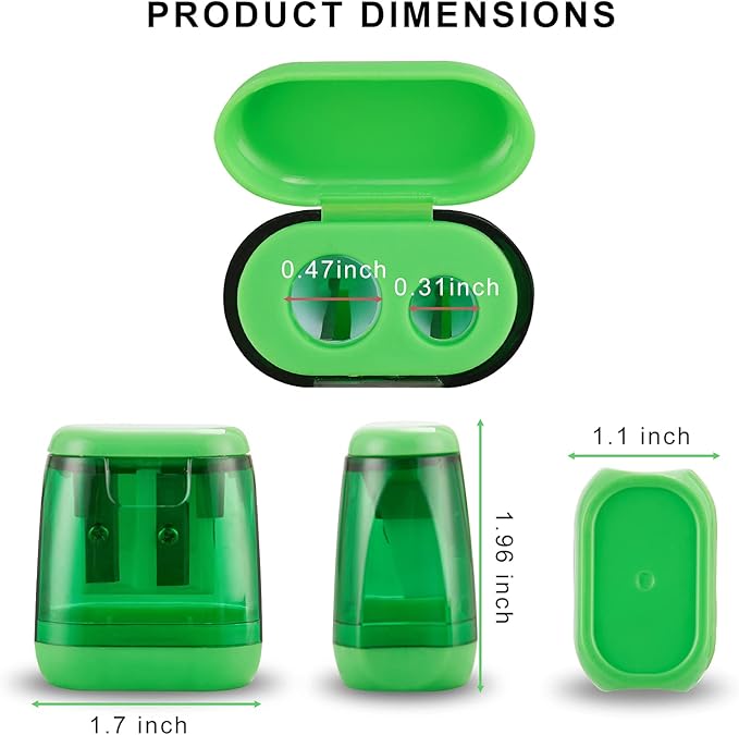 Sonuimy Pencil Sharpeners, 4 Pcs Pencil Sharpeners Manual,Dual Holes Compact Colored Handheld Pencil Sharpener for Kids with Lid Adults Students School Class Home Office (Covered)