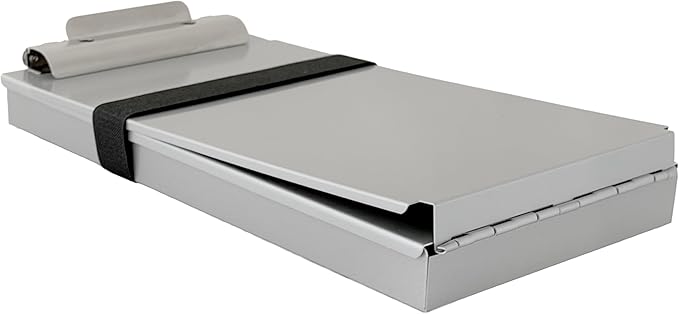 Saunders Dual Layer Police Storage Clipboard, Silver Metal Clipboard with Storage, Ticket Size Paper Organizer with Steel Clip and Locking Latch, Police Equipment Form Holder for EMS - Made in USA