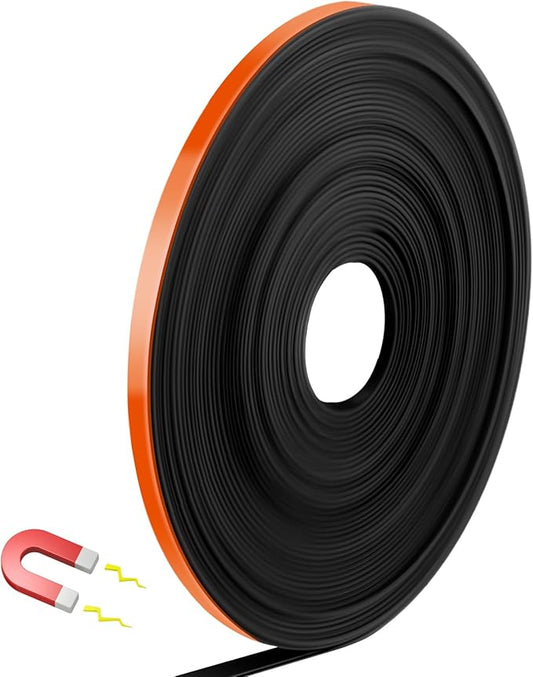 AmazingSpark Magnetic Tape Roll Thin Strips, 1/4 Inch x 33 Feet Magnetic Board Dividers Whiteboard Graphic Decorative Tape Marking Line for Classroom Office Art Accessories(Orange)