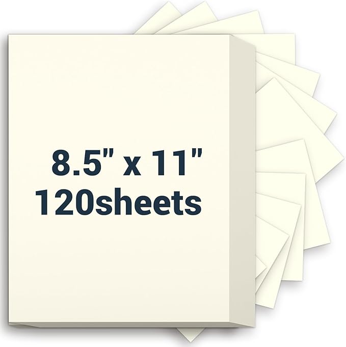 Cardstock 8.5 x 11, Thick Printer Paper, Card Stock Paper 200 gsm, 120 Sheets Cream Card Stock, Off White Heavy Card stock, Construction Paper for Invitations, Diy Cards, Business Cards, Drawing etc