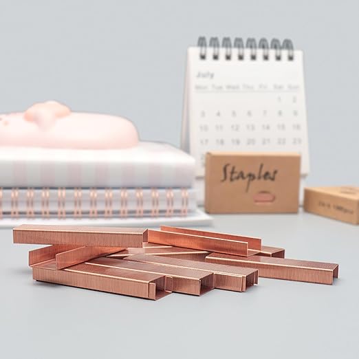 NatSumeBasics Rose Gold Staple 6000 Colored Staples Copper Color Staples Standard 26/6 Manual Desk Stapler Refill for Office Supplies Accessories (Rose Gold)