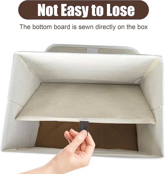 Bagnizer Large 22 Quart Linen Fabric Foldable Storage Bin Cube Organizer Basket with Flip-Top Lid & Handles, Clothes Blanket Box for Home, Office, Closet, Brown & White, 4 Pack 14.6 x 9.5 x 9.5